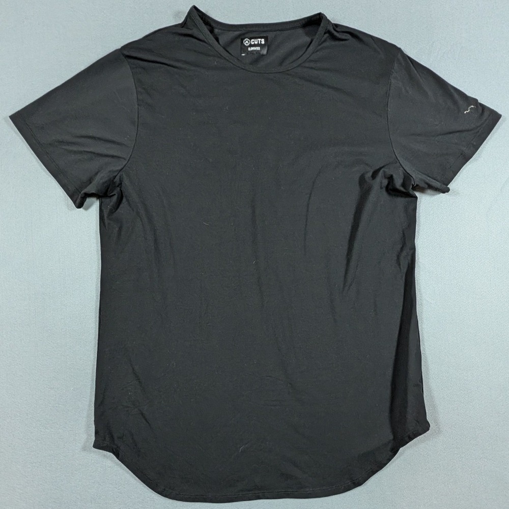 Cuts Elongated T Shirt Mens Large Black Pyca Pro Curved Hem MT10004